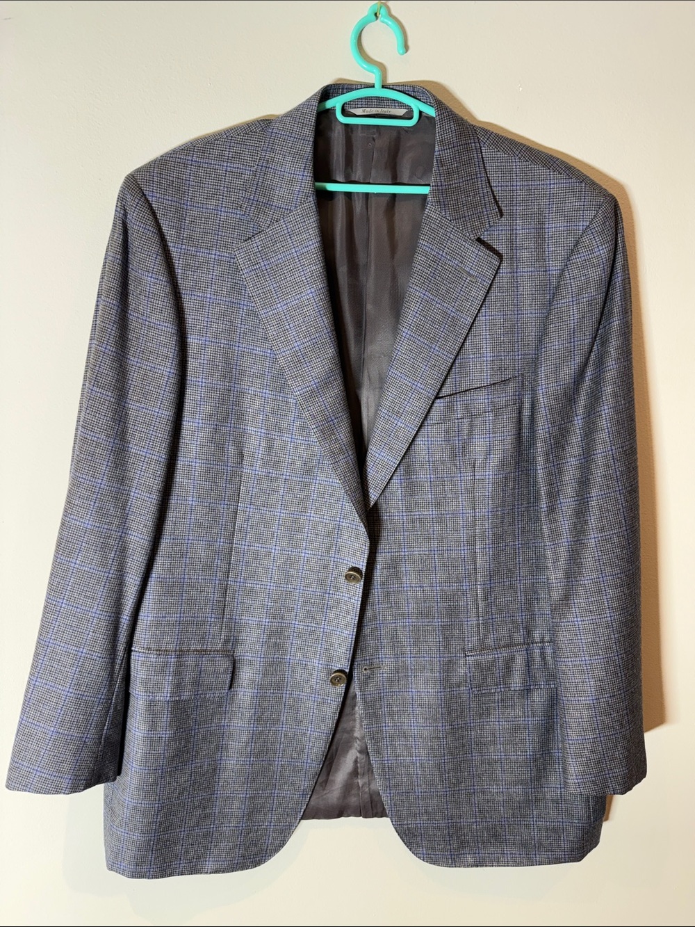 Canali Gray Plaid Blazer with Blue Windowpane